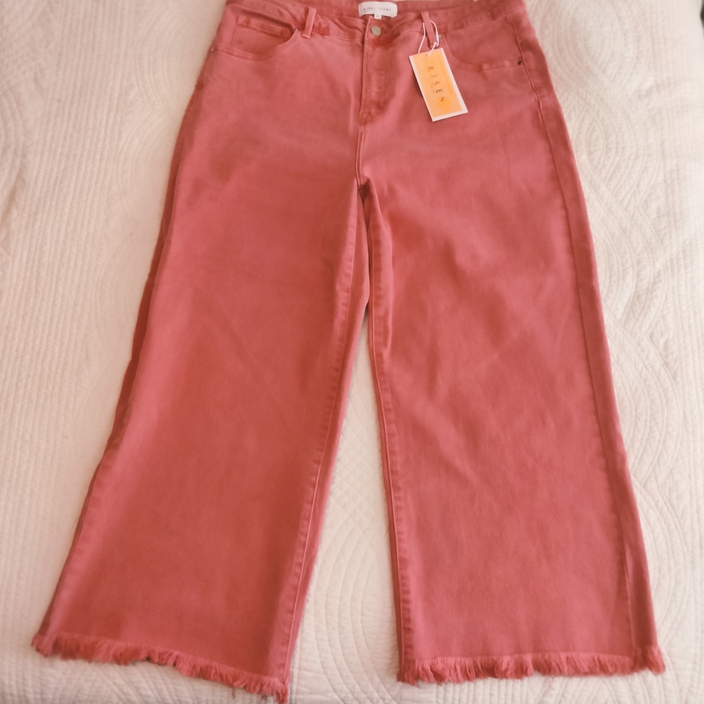 RISEN TUMMY CONTROL PEACH BLOSSOM CROPPED ANKLE JEANS